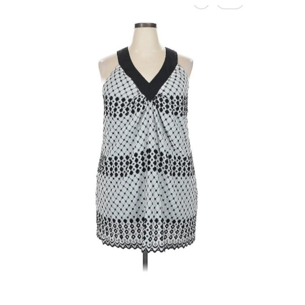 Lane Bryant Womens Plus Size 22 Eyelet Crossover Back Tank Top White/Black 2469